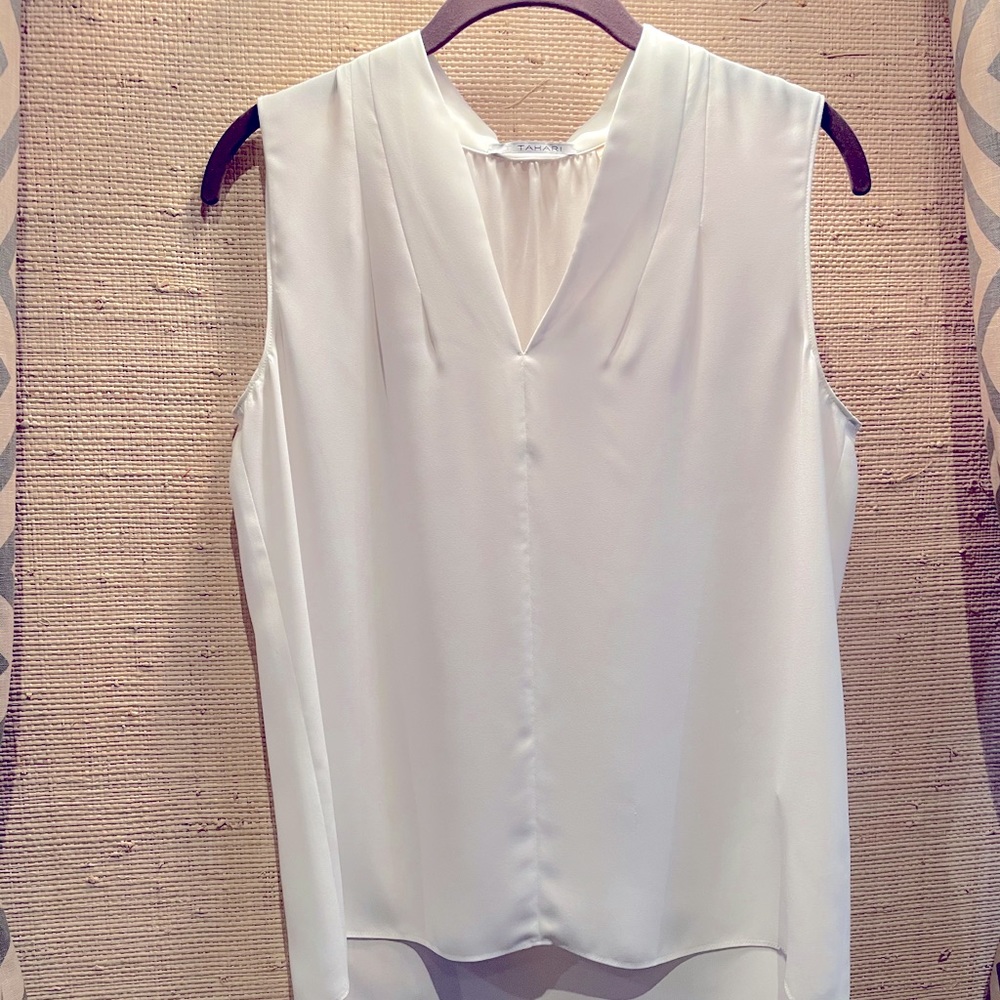 Flattering white T Tahari white blouse. Size S.